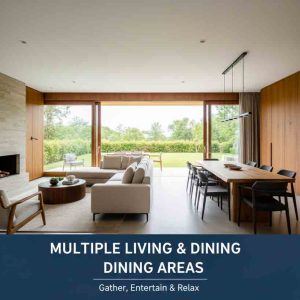 Multiple Living, Lounge, and Dining Areas