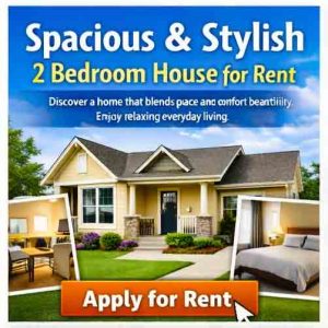 Spacious & Stylish 2 Bedroom House for Rent
